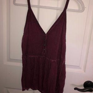 AE Maroon Flowy Tank Top